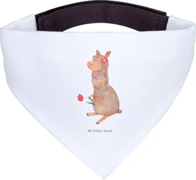 Produktbild von Mr. & Mrs. Panda Hund Halstuch Alpaka Blume - Weiß - Geschenk, Lama, Für Hunde, Lamas, Tuch, Hundehalstuch, Spruch