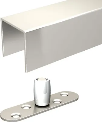 Produktbild von Führungsset U-Profil 17x25 mm L:150 cm und Bodenführung mit Rolle, für Schiebetorbeschlag SLID'UP 1700-80 bis 80 kg