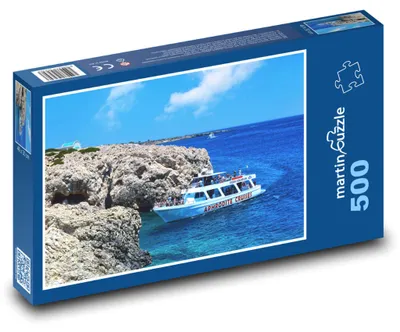 Zdjęcie produktu dla Puzzle 500 Statek przy skalistym wybrzeżu - martinpuzzle
