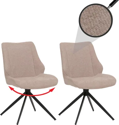 Produktbild von 2er-Set Esszimmerstuhl MCW-O48, Küchenstuhl, drehbar Auto-Return, Stoff/Textil Chenille (320g/m²)   beige