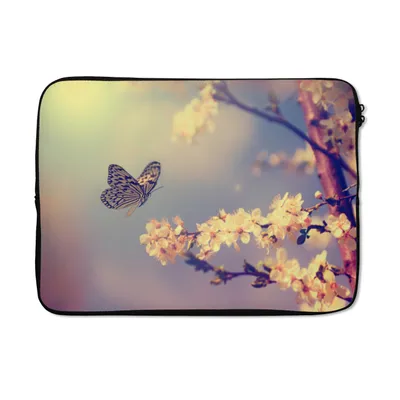 Produktbild von MuchoWow® Laptop Hülle 14 ZollSchmetterlinge - Blüte - Zweig - Baum Laptoptasche - Laptoptasche - Stoßsicher - Schutzhaube