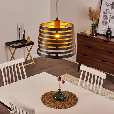 Produktbild von Anqua »Anqua« 1-flammige Pendellampe aus Metall in schwarz-holzoptik