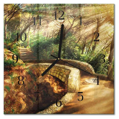 Immagine prodotto di Orologio da parete Tulup Glasuhr, orologio da cucina, vetro vero, 30x30 cm, design moderno e decorativo, silenzioso, con lancette nere - Waldbrücke