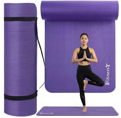 Zdjęcie produktu dla Mata do ćwiczeń fitness joga gimnastyczna 190x61x0,8 fioletowa wodoodporna