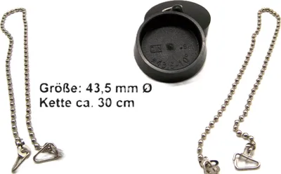 Produktbild von Abfluss Stopfen 2 Stück 43,5 mm Ø und Kette, Gummi schwarz
