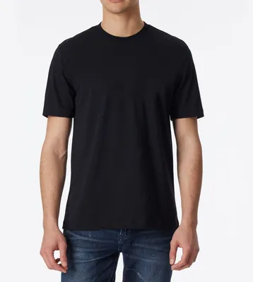 Image de Schiesser t-shirt col rond lot de 2 essentials american shirts black hommes