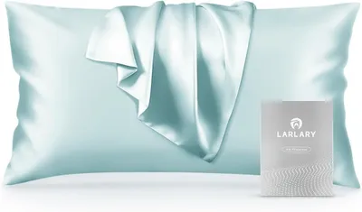 Image de Housse de coussin en soie, 40x80 cm - bleu - 90% soie, 10% coton, pour coussin de 40x80 cm - housse de coussin - douce et hypoallergénique
