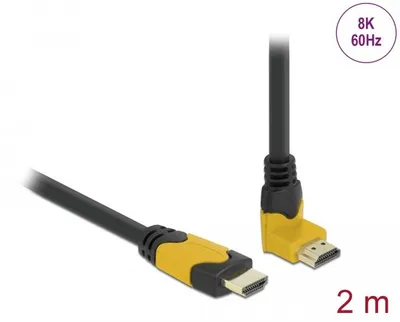 Immagine prodotto di Cavo HDMI ad alta velocità Delock, da maschio a maschio, con angolazione a 90° verso l'alto, 2 m