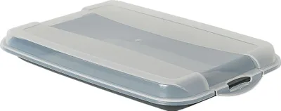 Produktbild von Novaliv Anthrazit Premium Aufschnittbox mit Transparentem Deckel, Frischhaltedosen für Wurst & Käse Maße 25x17x3 cm Kühlschrank Organizer Knäckebrotbox Wohnung must-have Küchen Gadgets