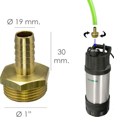 Immagine prodotto di Raccordo per tubo flessibile con punta Ø 19 mm. Maschio 1"