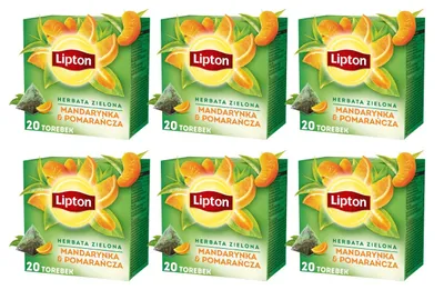 Produktbild von Lipton Grüner Tee Mandarine und Orange 6x 20 Teebeutel - Grüntee Pyramiden