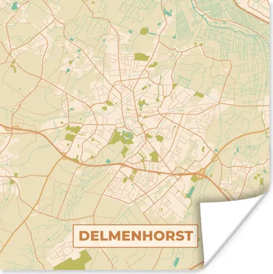 Produktbild von MuchoWow® Poster Delmenhorst - Karte - Stadtplan - Vintage 75x75 cm - Wand Dekoration