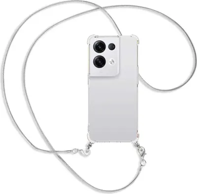 Produktbild von Handykette Backcover-Schutzhülle mit Band (Metall silberfarben) für Oppo Reno8 Pro 5G (6.62'') - silberfarbene Snake-Kette