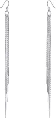 Produktbild von MATERIA Damen Ohrringe 925 Silber hängend 6x140mm Ohrhänger lang XXL Ohrschmuck mit 5 Pendel Stäbchen inkl. Box #SO-47