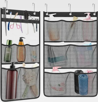 Produktbild von Duschorganizer zum Hängen, 2 Stück Duschtasche mit Häken, Türorganizer Hängeorganizer für Aufbewahrung Badezimmer