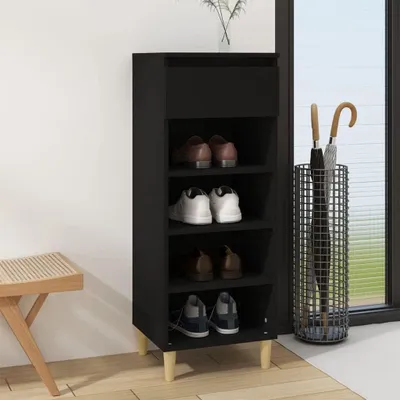 Immagine prodotto di Armadio per scarpe in materiale composito di legno, colore nero, dimensioni 40 x 36 x 105 cm