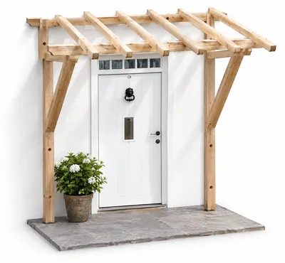 Produktbild von Holz Vordach 120x205 cm Haustürüberdachung Pultdach Wetterfest