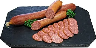 Produktbild von Schlackwurst geräuchert | Art Salami Wurst Knackwurst traditionell aus dem Räucherofen | Frisch Geräuchertes Schlacke Mettwurst ca. 750g