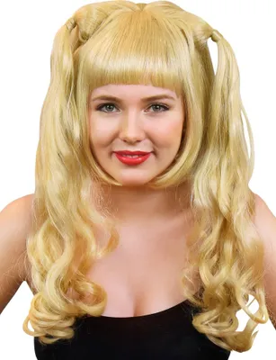 Produktbild von Langhaar Perücke Ellie mit Pony und Zöpfen - Blond
