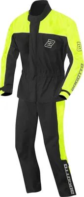 Zdjęcie produktu dla Bogotto Rain Kit 2-częściowy motocyklowy kombinezon przeciwdeszczowy, czarny/żółty, S