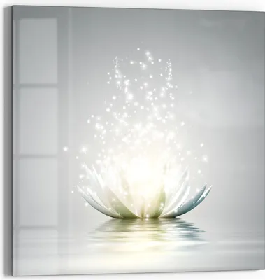 Produktbild von DEQORI Magnettafel Glas 30x30 cm 'Funkelnde Lotusblüte' beschreibbar Whiteboard
