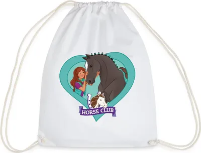 Produktbild von Spreadshirt Schleich Horse Club Lisa & Storm Herzmotiv Turnbeutel, One size, Weiß