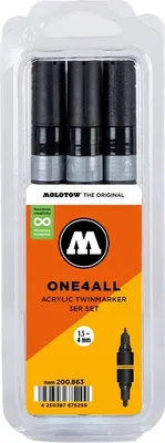 Image de Marqueurs acryliques MOLOTOW One4All Twin, 3pcs noir