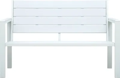 Produktbild von vidaXL Gartenbank 120 cm HDPE Weiß Holz-Optik Strapazierfähig Pflegeleicht