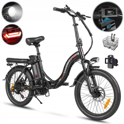 Zdjęcie produktu dla Rower elektryczny 250 W, 25 km/h, 12 Ah, Samebike CY20, 20 cali, City E-BIKE, czarny + koszyk