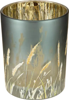 Produktbild von Stimmungsvolles Glaswindlicht mit filigranem Gräserdesign für harmonische Deko, 2 Stück