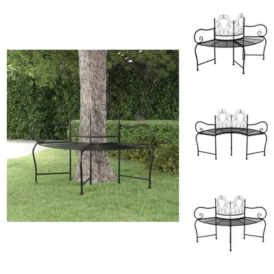 Zdjęcie produktu dla vidaXL Ławka pod drzewo 150 cm stal czarna - Ławki ogrodowe