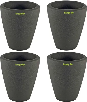 Produktbild von Set4 4 Keramik Blumentopf Rhodos für Orchideen anthrazit H 17 cm