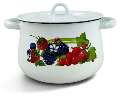 Produktbild von Emaille Koch-Topf mit Deckel Beeren Motiv emailliert SPHÄRISCH 2,5 Liter