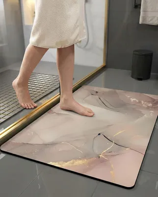 Immagine prodotto di Tappetino antiscivolo per il bagno, 60 x 90 cm, aspetto marmorizzato, ad asciugatura rapida