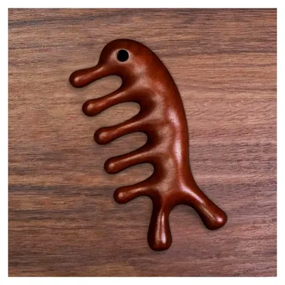 Produktbild von Kopfhautmassagegerät und Massagekamm, 4-in-1 Holz-Körperschaber für Gesicht, Nacken und Rücken