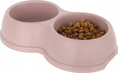 Image de Gamelle double pour chien rose plastique 1,2 l