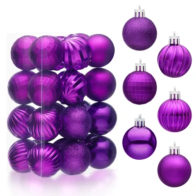 24 lila Weihnachtskugeln, 4 cm, bruchsicher, für Baum & Party