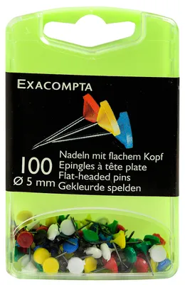 Zdjęcie produktu dla Igły z płaską główką Exacompta 5 mm, w różnych kolorach, 100 sztuk