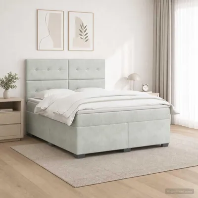 Immagine prodotto di Maison Exclusive - Letto boxspring con materasso Grigio chiaro 160 x 200 cm Velluto
