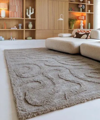 Zdjęcie produktu dla Dywani Unyqoos® Wollteppich Tjørne Bris – dywan designerski wykonany w 100% z nowozelandzkiej wełny, kolor taupe, wymiary 200 x 300 cm, tkany z efektem 3D