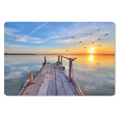 Produktbild von MuchoWow® Mauspad Mousepad Wasser - Steg - Vögel - Sonnenuntergang - Horizont 27x18 cm - Mousepads - Maus Mat - Pad - Mausunterlage - Büroartikel - Desk Matten