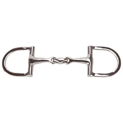 Zdjęcie produktu dla Wędzidło z pierścieniami w kształcie litery D Equinate ze stali nierdzewnej 16 mm podwójnie łamane 14,5 cm