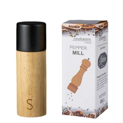 Immagine prodotto di INF Macina Pepe Manuale 17cm con Coperchio Nero - Regolabile in Legno per Cucina