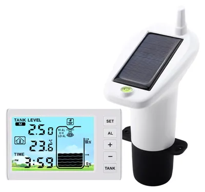 Produktbild von Drahtlose Ultraschall-Wasserstandsüberwachung, Tankflüssigkeits-Hoch-/Niedrigalarm, solarbetriebene Sensoranzeige, IP65 wasserdicht