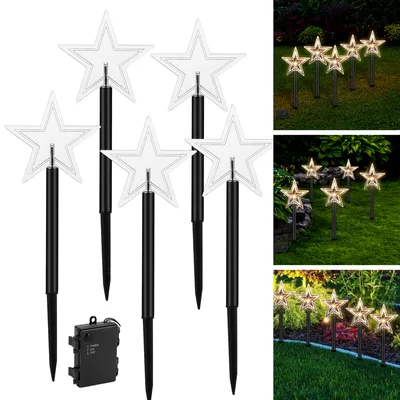 Image de Jopassy LED Bâtons lumineux Étoiles Set de 5 étoiles Éclairage de Noël Arbre de Noël Guirlandes lumineuses