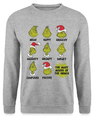 Produktbild von Spreadshirt Der Grinch Moods Of The Grinch Stimmungen Uni Pullover, XL, Weißgrau meliert