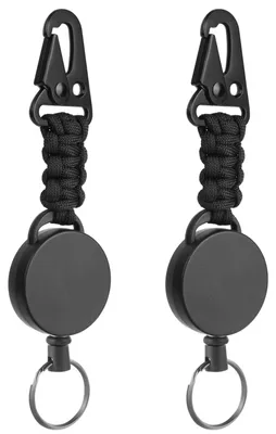 Productafbeelding van Uittrekbare sleutelhanger, 2-delig, robuuste uittrekbare sleutelhoes met ellebooggesp en paracord, uittrekbare sleutelhoes met 60 cm staalkabel, geschikt voor broek en riem