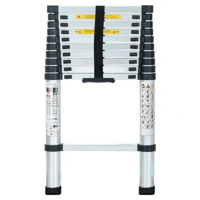Produktbild von Eaxus Alu Teleskopleiter 3,2 m – ausziehbare Stehleiter, rutschfest, belastbar bis 150 kg, nach DIN EN131