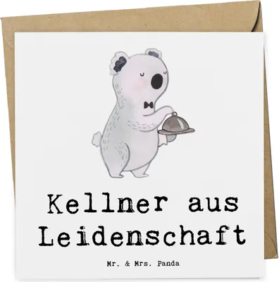 Produktbild von Mr. & Mrs. Panda Grußkarte Kellner Leidenschaft - Weiß - Geschenk, doppelkarte, faltkarte, Glückwunschkarte, Restaurant, Ausbildung, Spruch, Klappkarte, anlasskarte