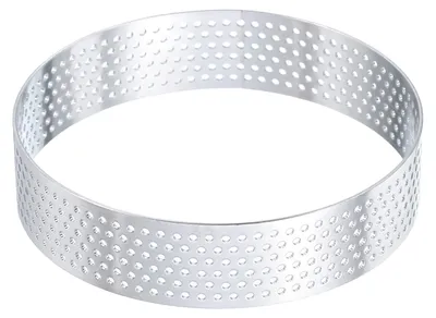 Runde Tortenringe aus Edelstahl, 10 cm, perforiert, antihaftbeschichtet